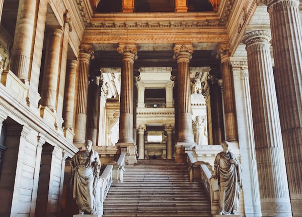 low angle photography of stair