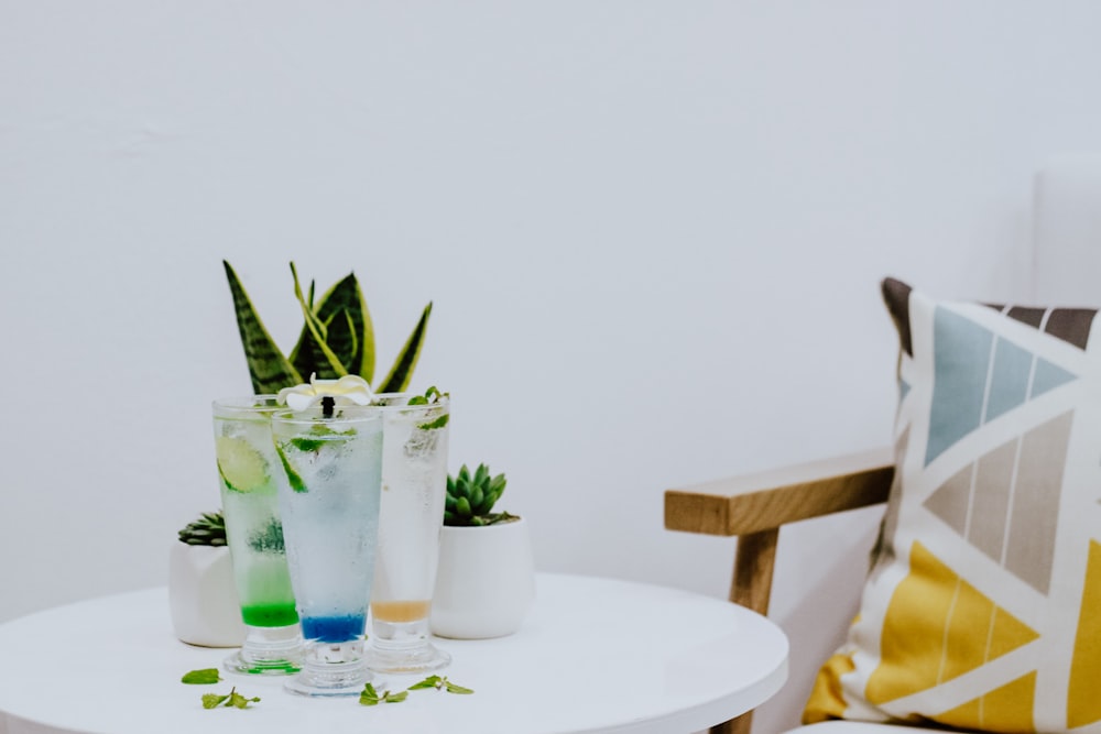 drinking glass on table