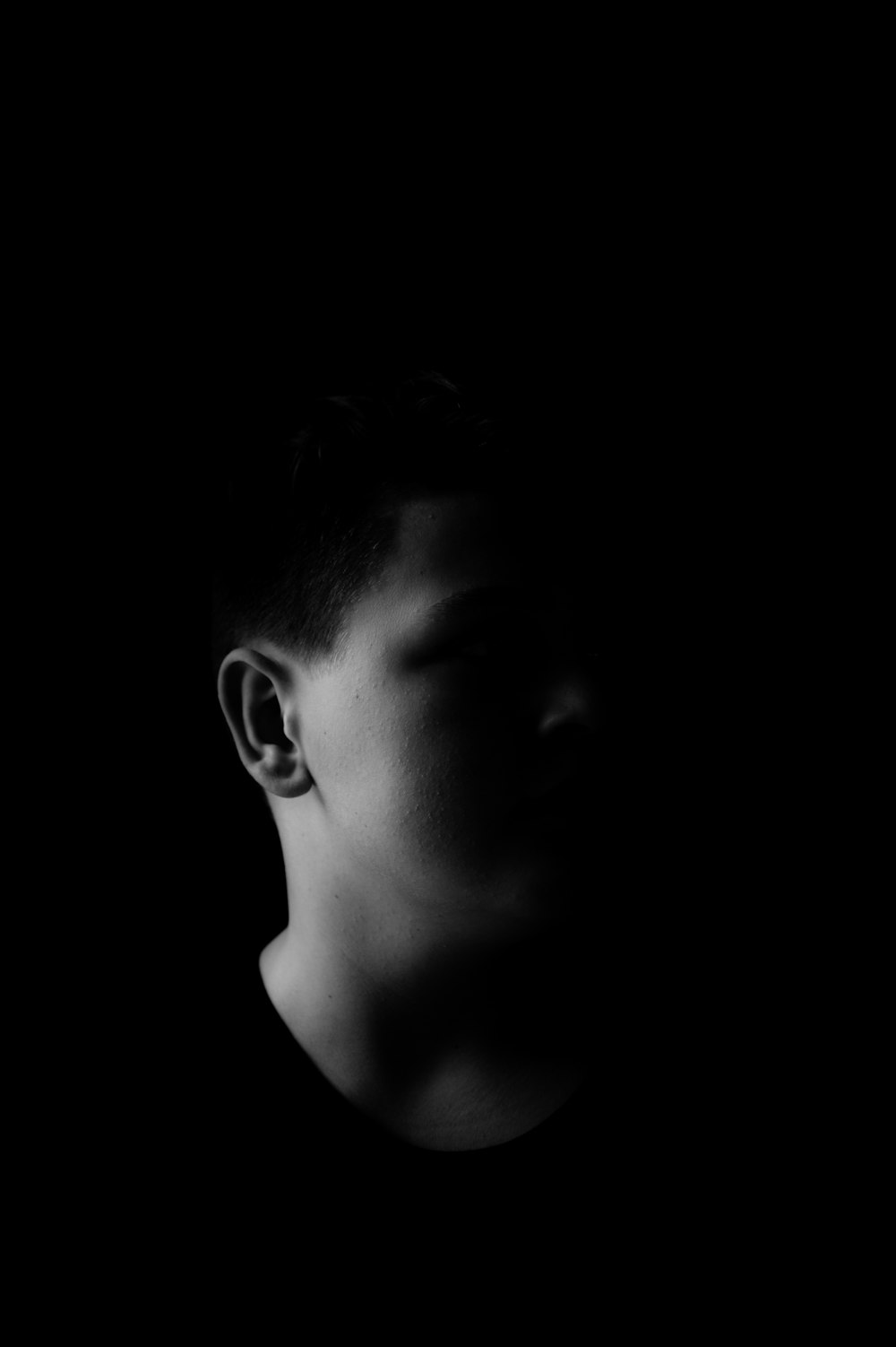 grayscale photography of man's face