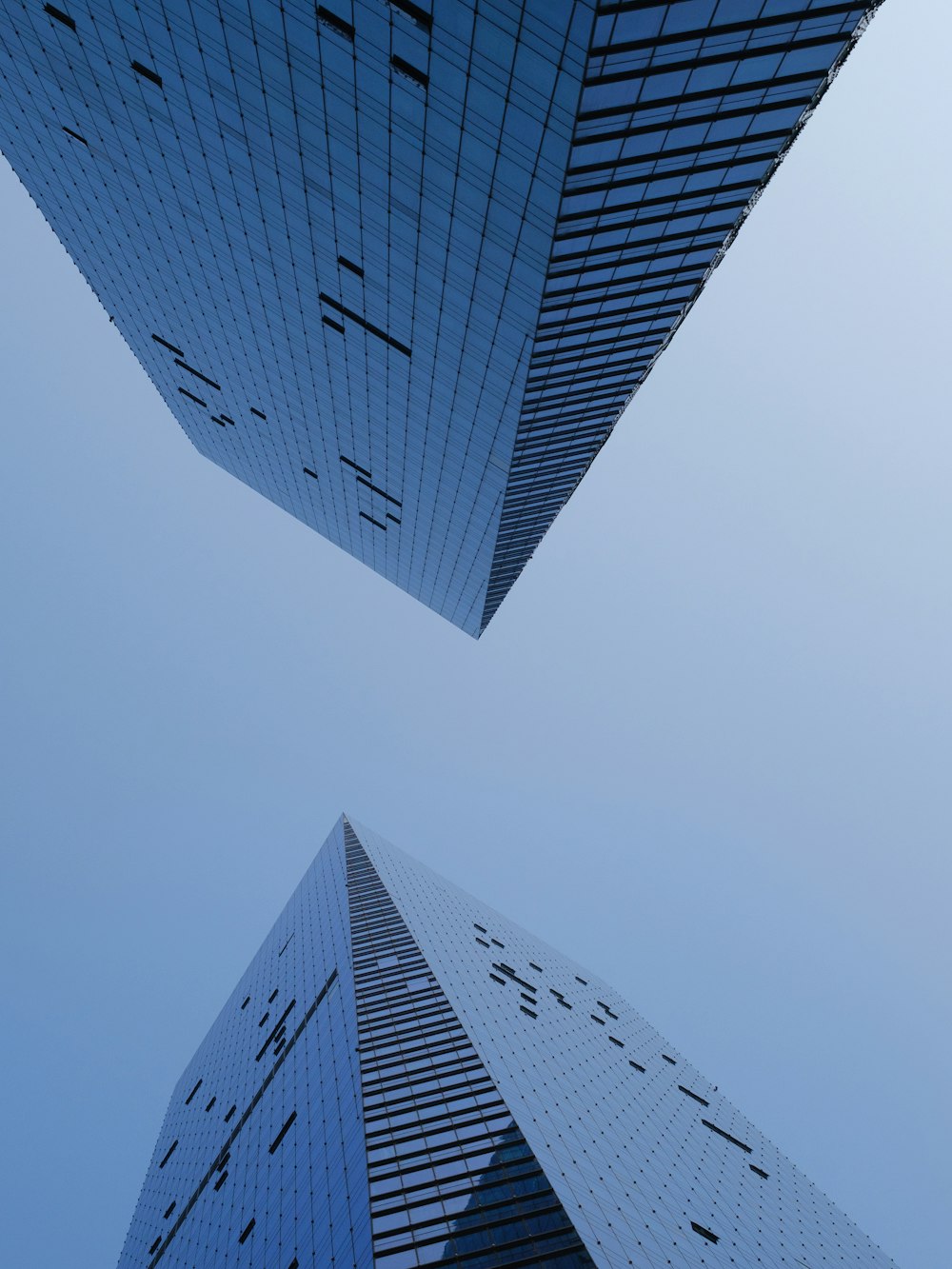 2つの建物のワームの目線写真