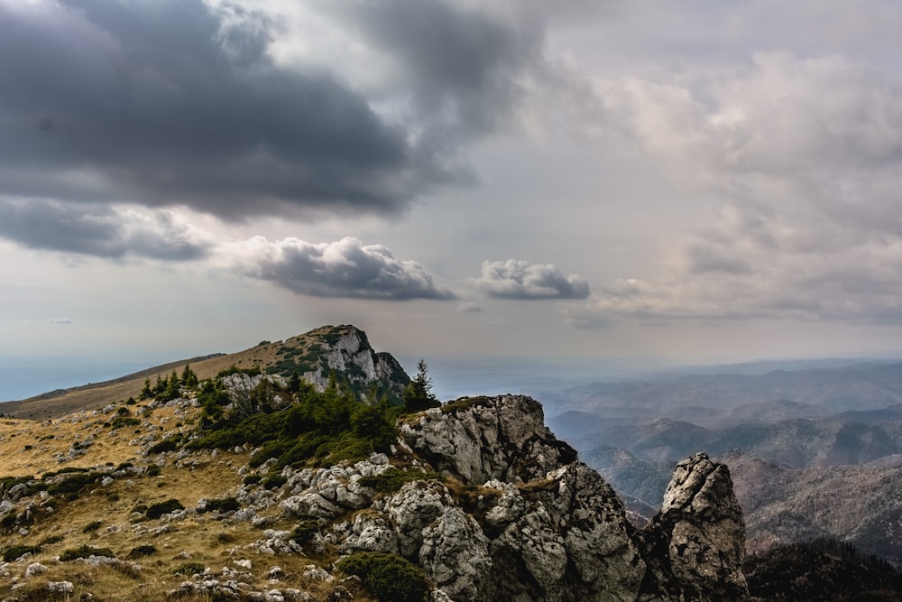 aerial photography of mountain peak