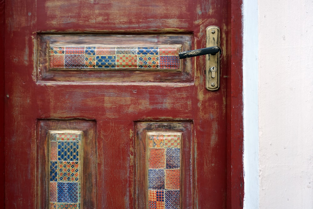 a close up of a door with a handle