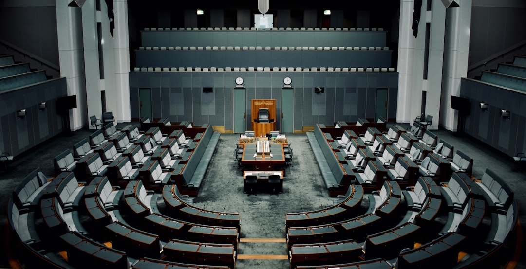 tables and chairs inside the hall, The Australian House of Representatives at the Australian Parliament