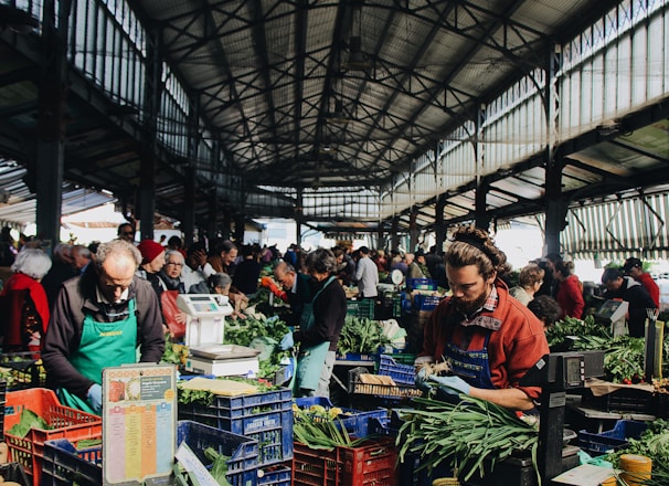 man sitting near the vegetable