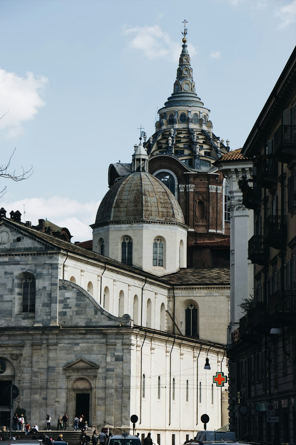 white gray buildings