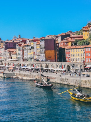 boats docked near seaside promenade]