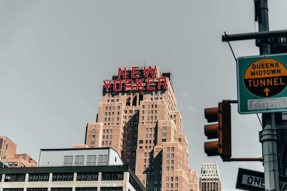 road sign near buildings