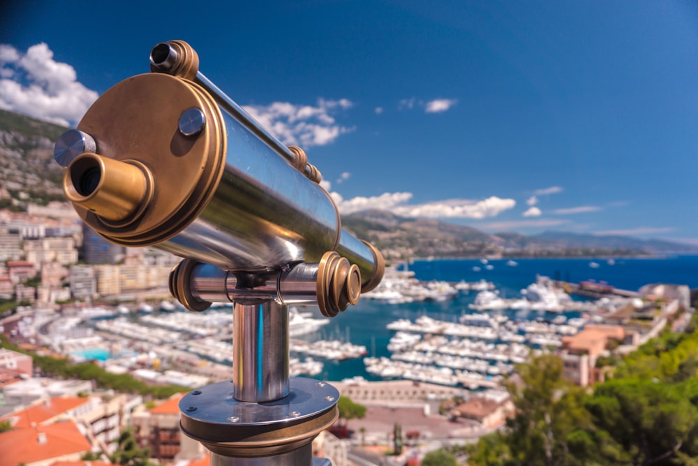 aerial photography of telescope overviewing city