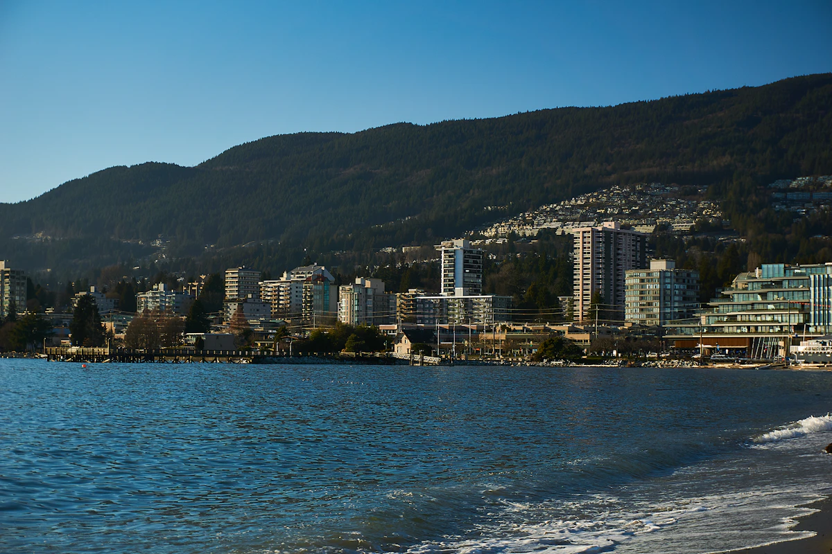 Waterfront apartment buildings in West Vancouver