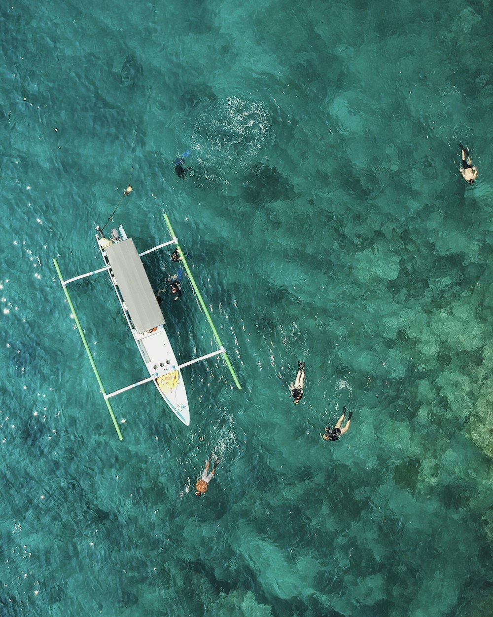 people swimming near boat