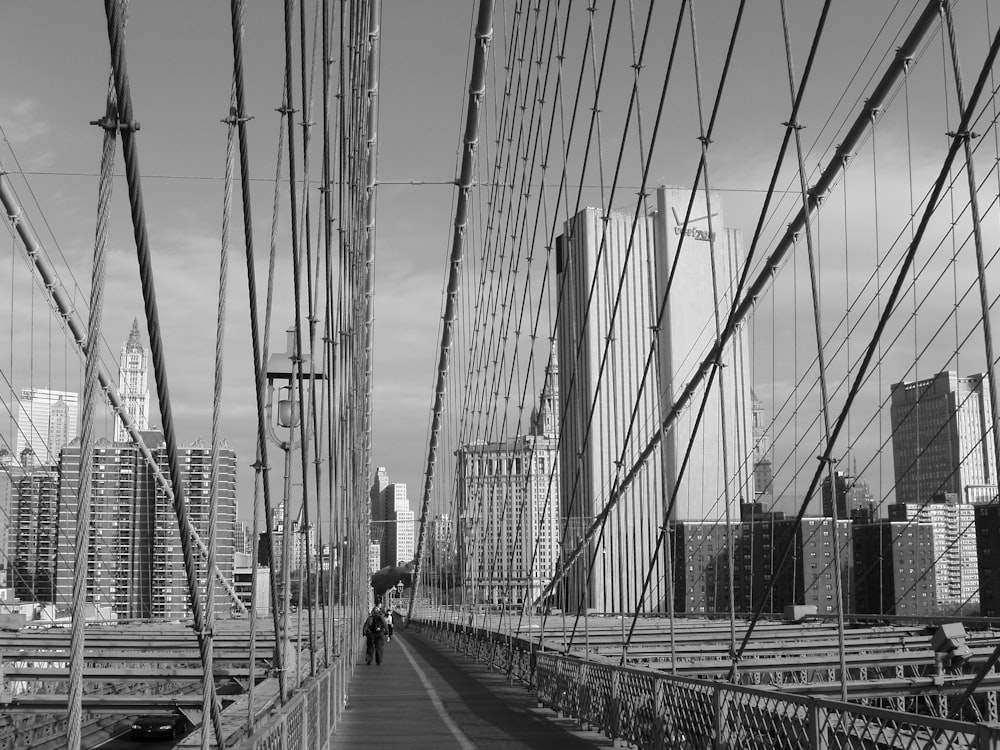 grayscale photography of bridge