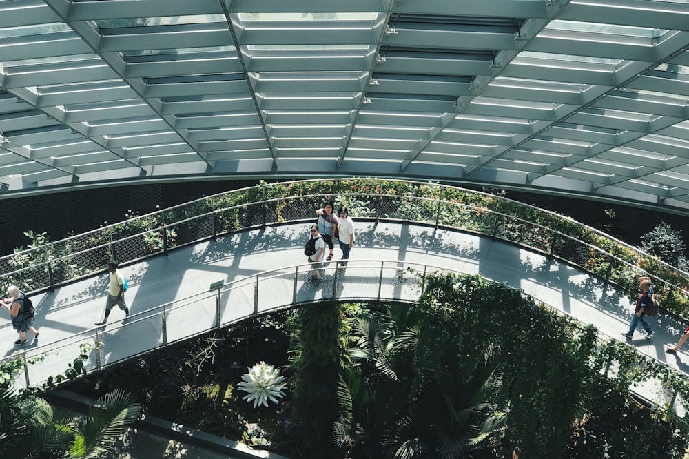 pessoas andando na ponte