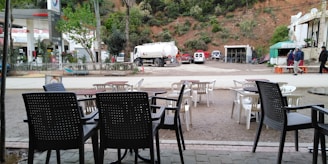 Wide view of the highway dhaba seating area with families and truckers dining.