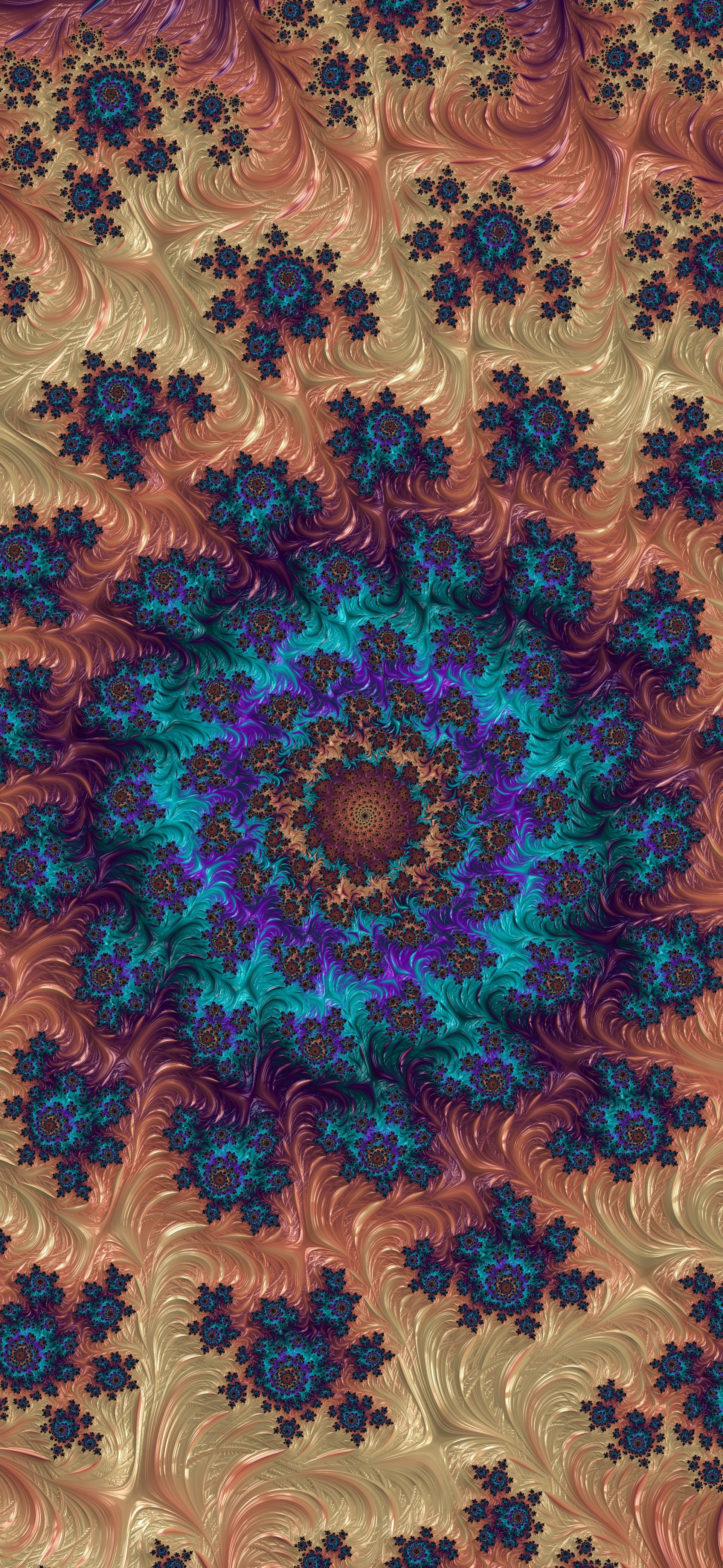 An intricate fractal design glowing in shades of blue and purple, evoking a sense of depth and motion.