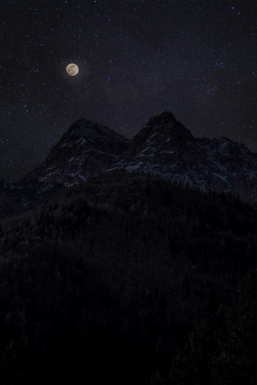 snow capped mountain during night time