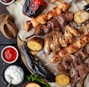 grilled meat and vegetable on the table