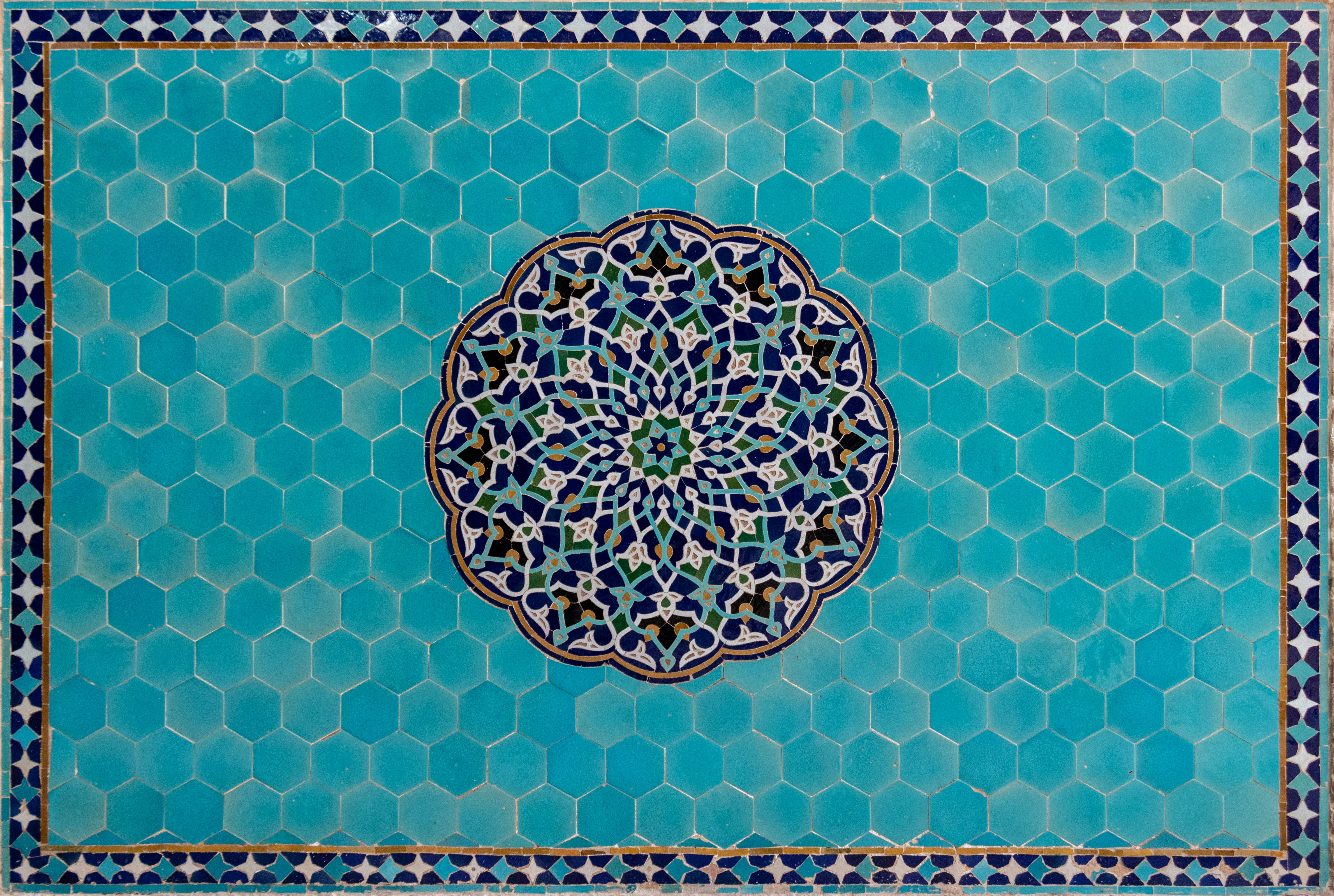 Blue Tiles of Jame Mosque in Yazd, Iran
