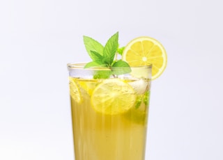 lemon juice in glass with mint herb