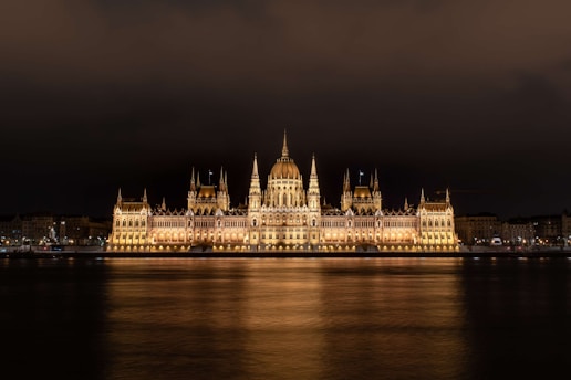 Hungarian Parliament building at night Budapest