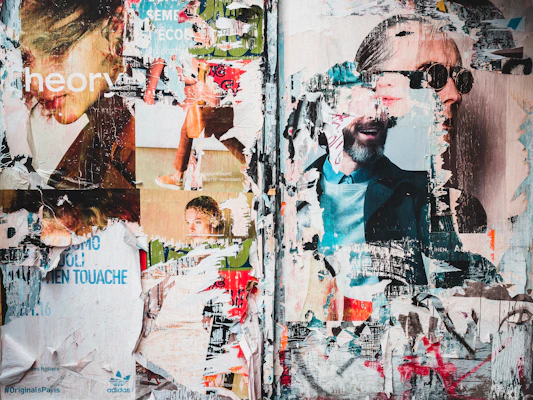 Futuristic cyberpunk poster with layered serial numbers and fragmented digital brain graphics.