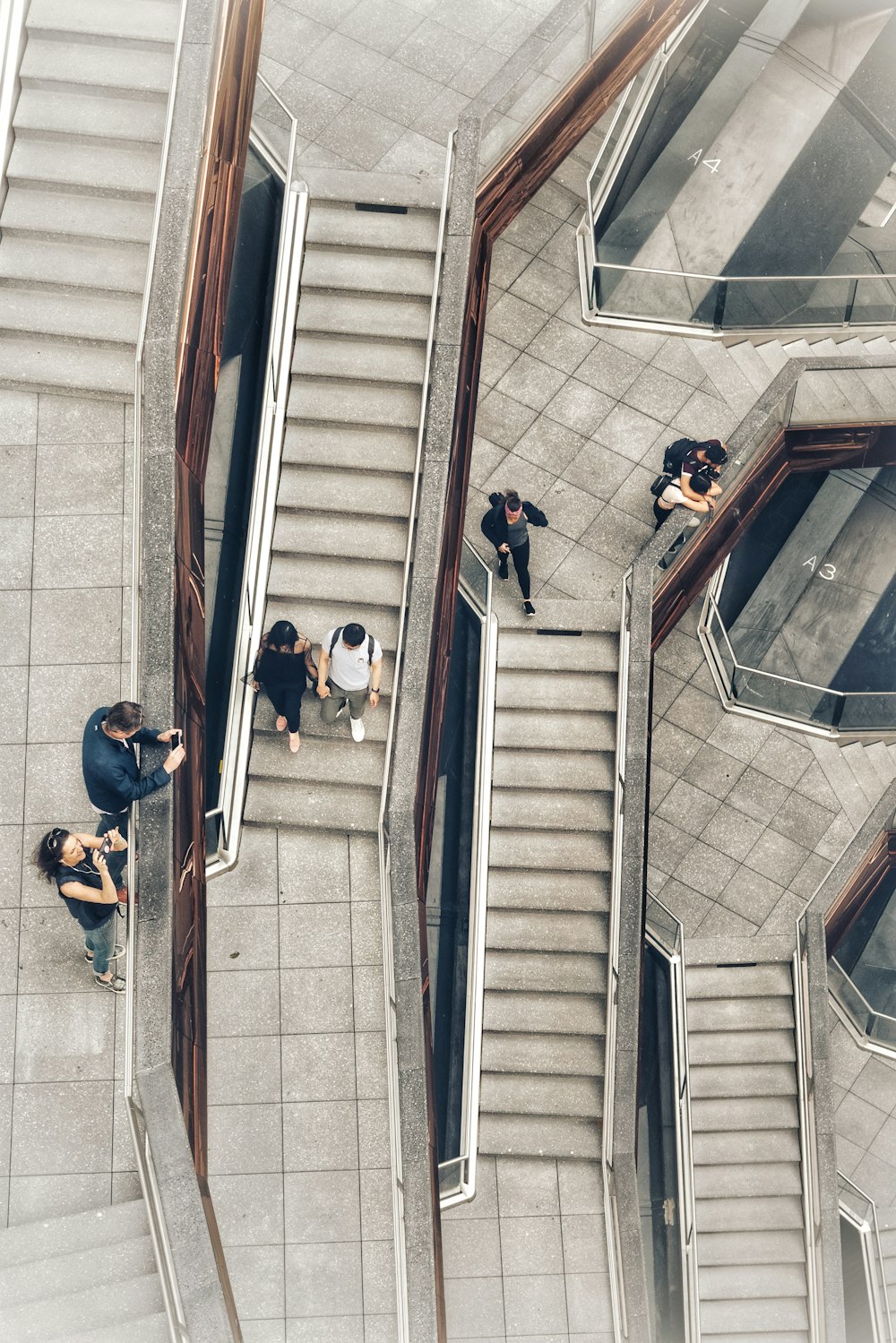 aerial photography of people on building