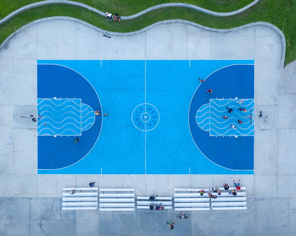 aerial of basketball court
