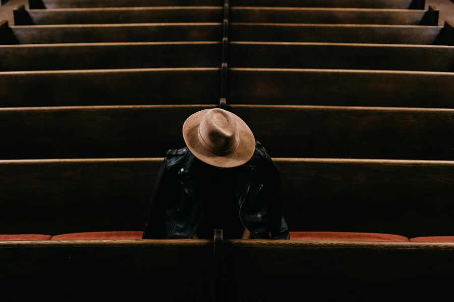 Cowboy hat worn in a western style portrait