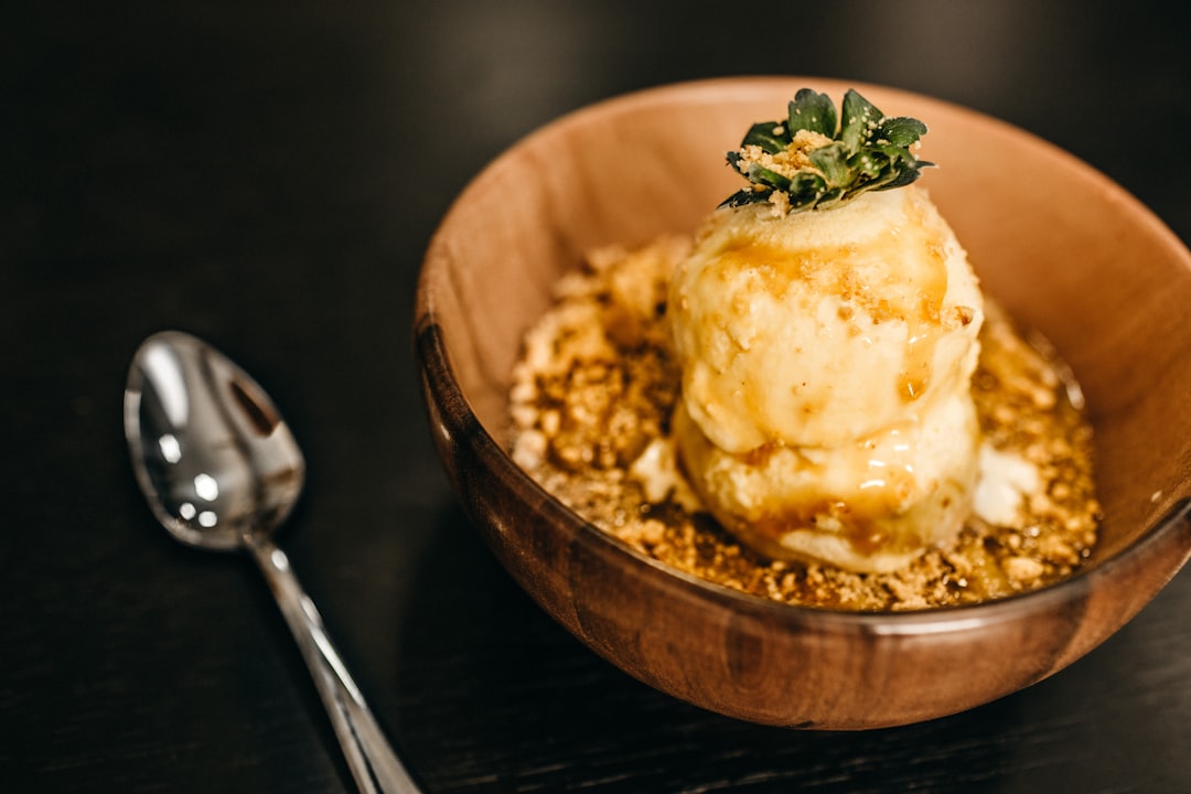 Vanilla Gelato with Granola and Herbs