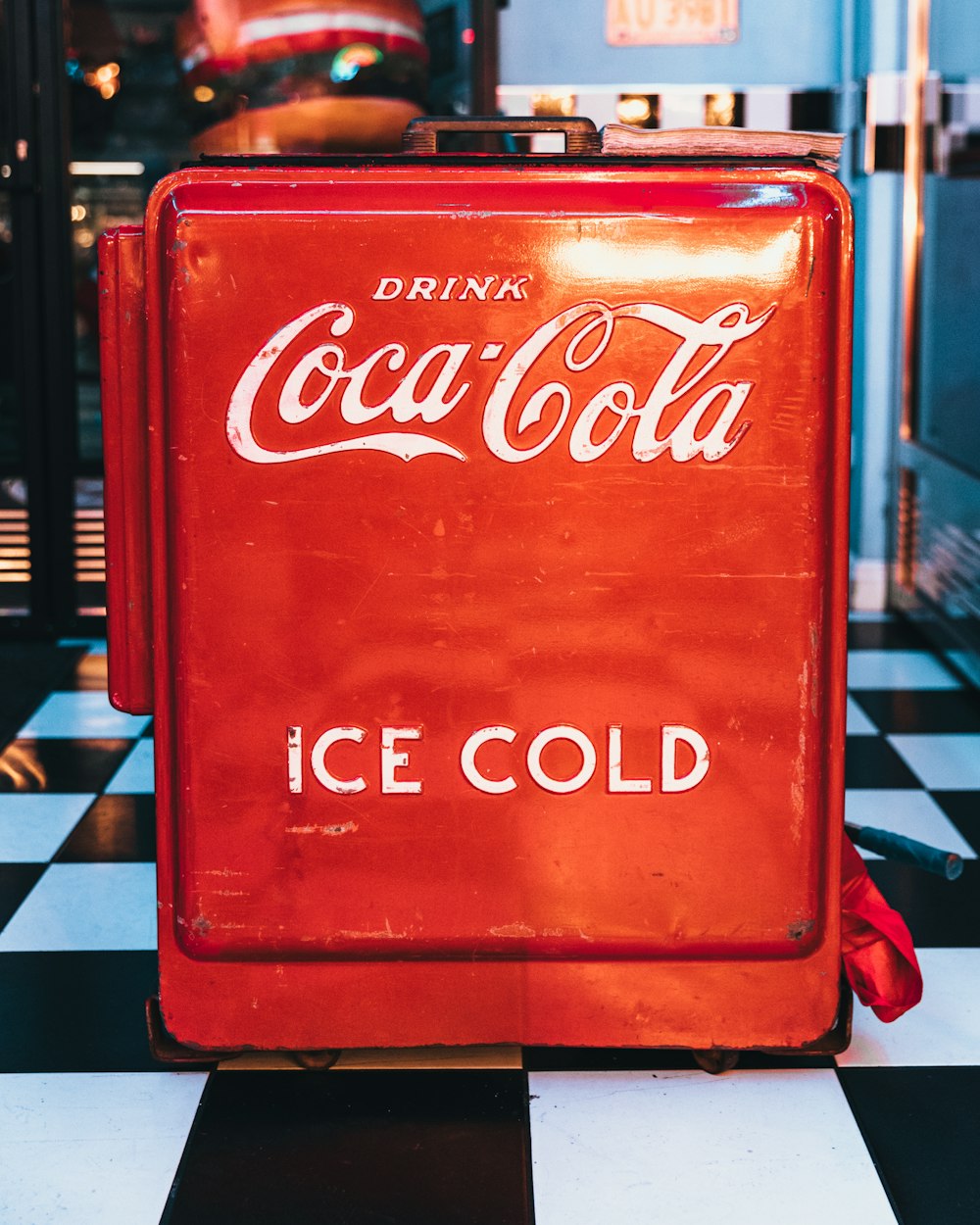 red Coca-Cola ice cold container