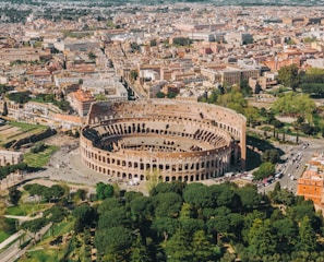 aerial view of Colosseum at Rome Italy