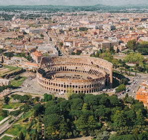 aerial view of Colosseum at Rome Italy