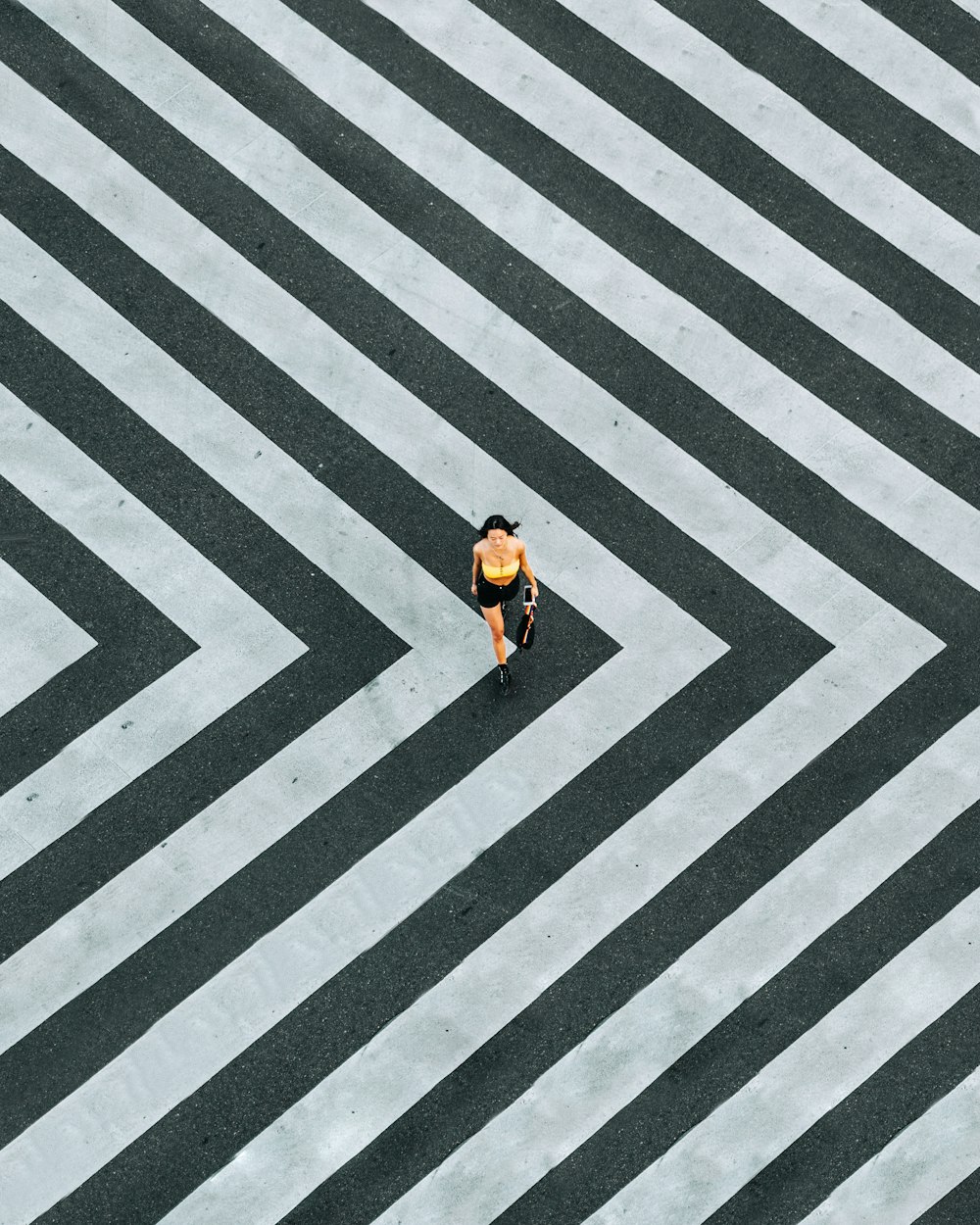 woman walking on road