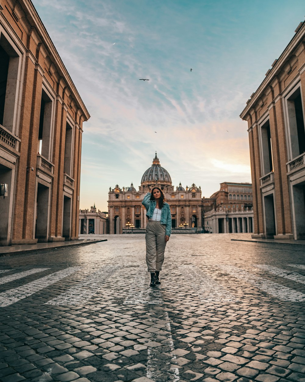 woman standing on road