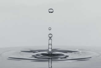 a drop of water falling into a body of water