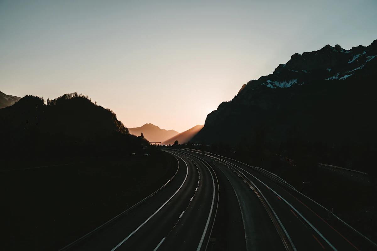 Open road at golden hour