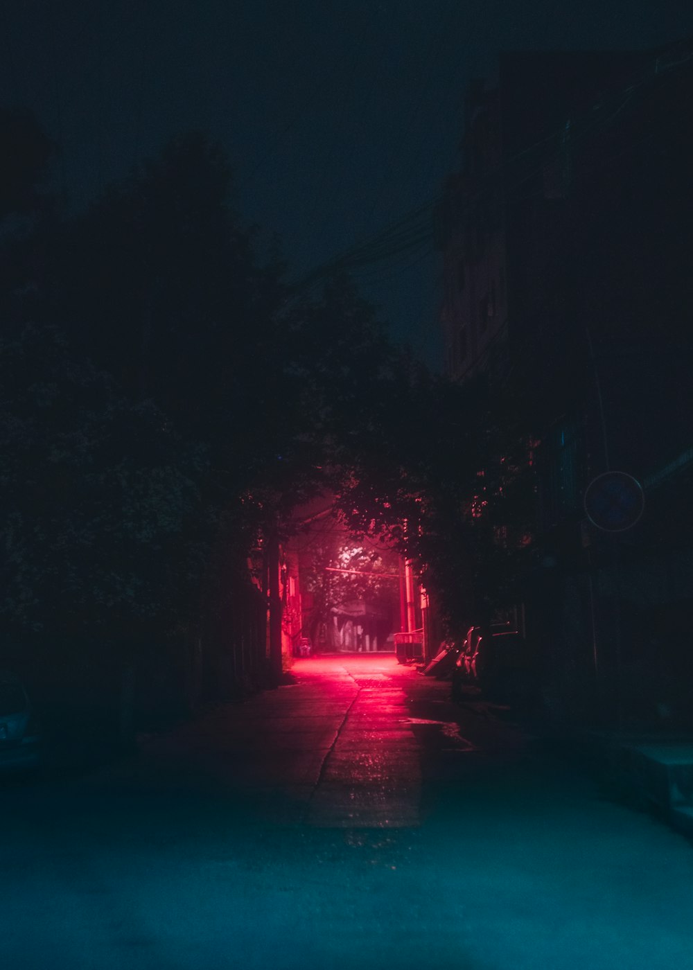 concrete road with light lamp post