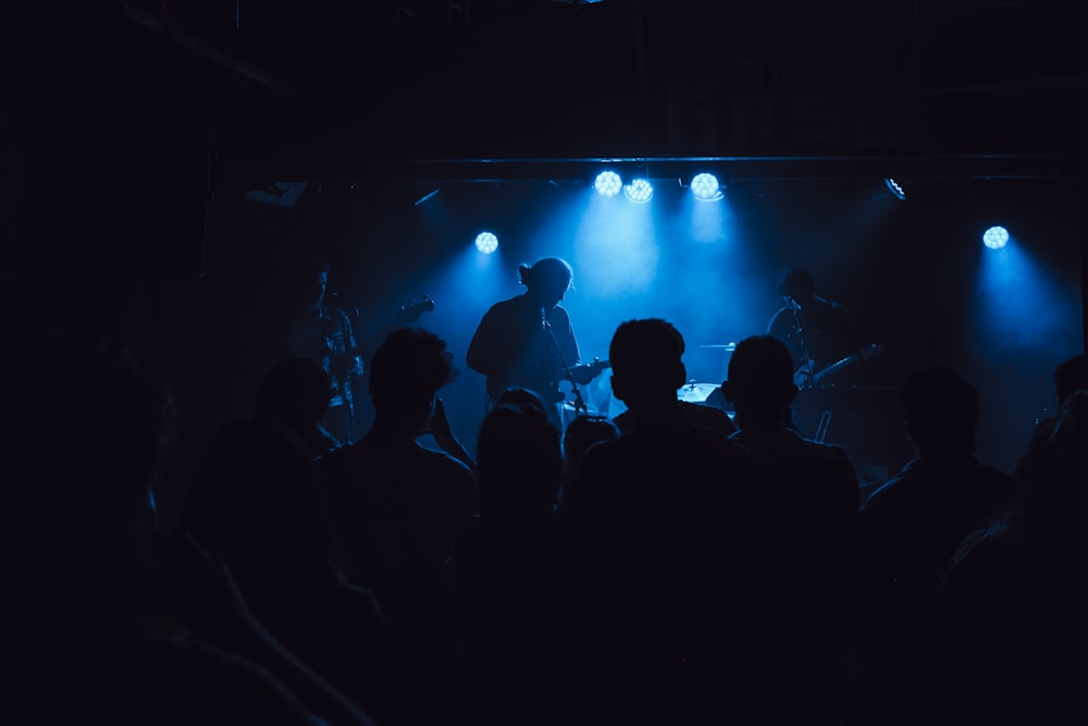 silhouette photography of band