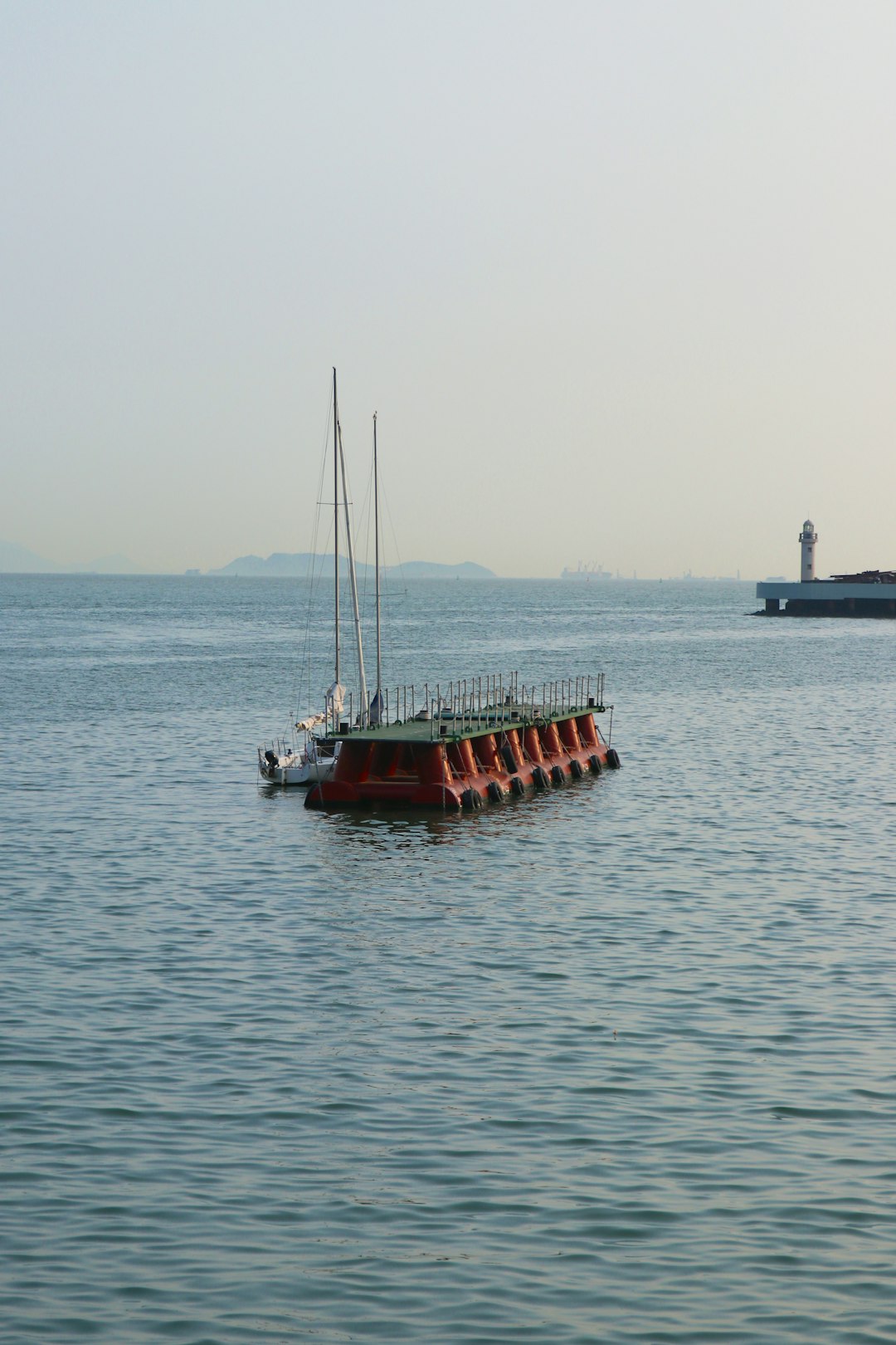 red boat on water