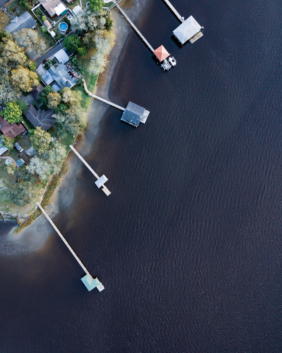 Birds-eye aerial view of a Southwest Florida seashore