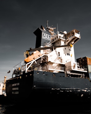 black ICL cargo ship
