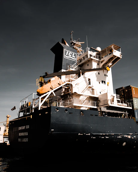 black ICL cargo ship