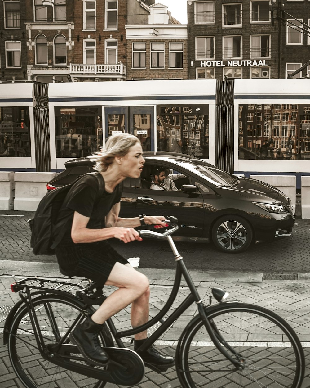 woman riding bicyce