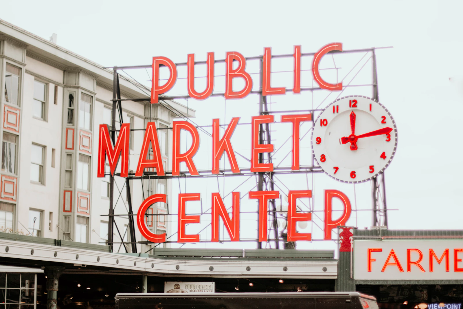 Pike Place Public Market sign in downtown Seattle