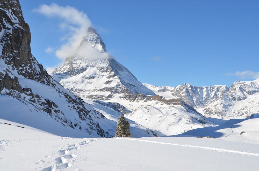 white snow-covered mountain