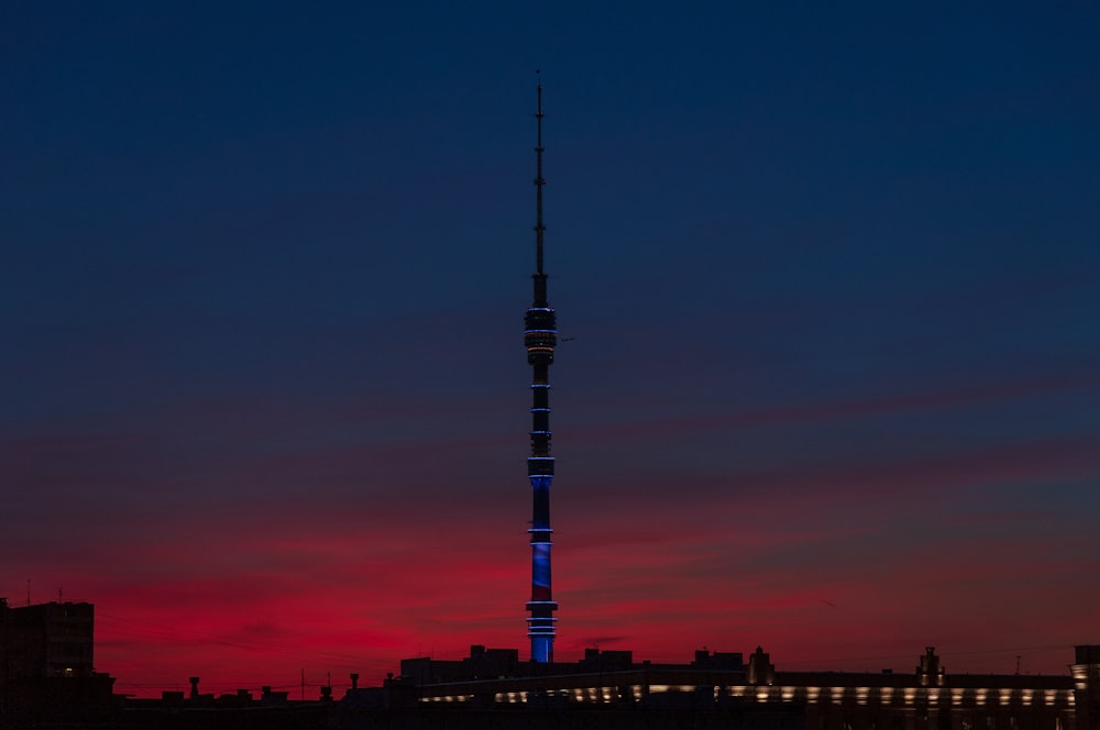 gray tower during nighttime