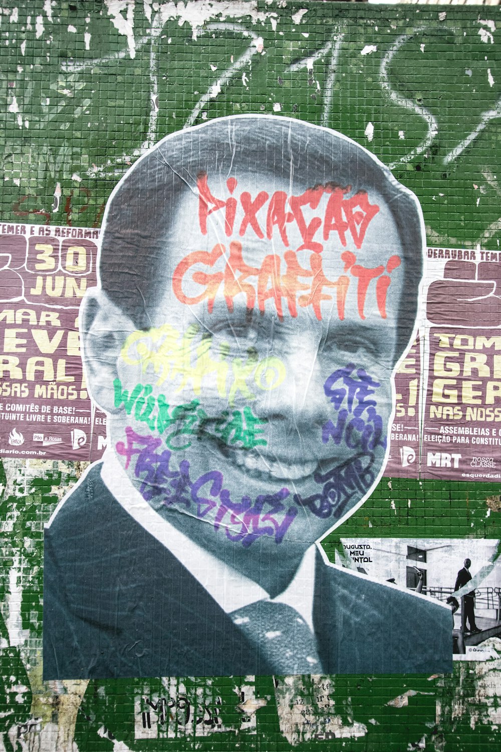 man's portrait with graffiti