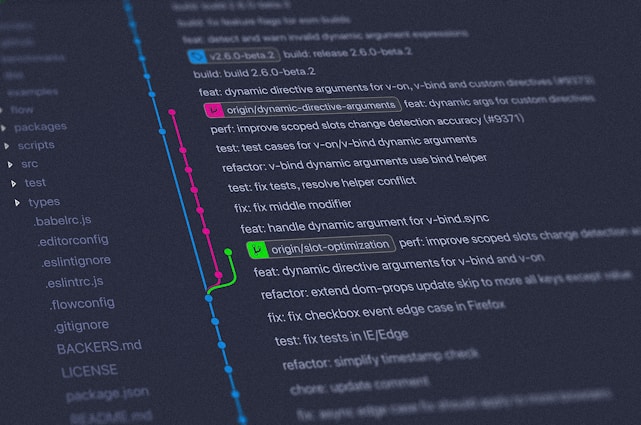 A sleek dashboard showing code snippets, repository graphs, and CI/CD pipeline animations.
