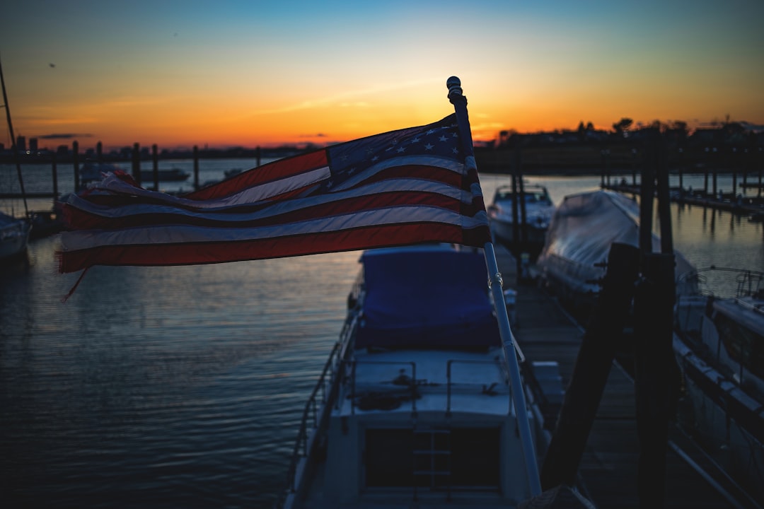 US flag on boat
