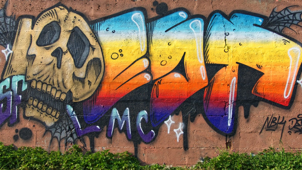brown skull graffiti