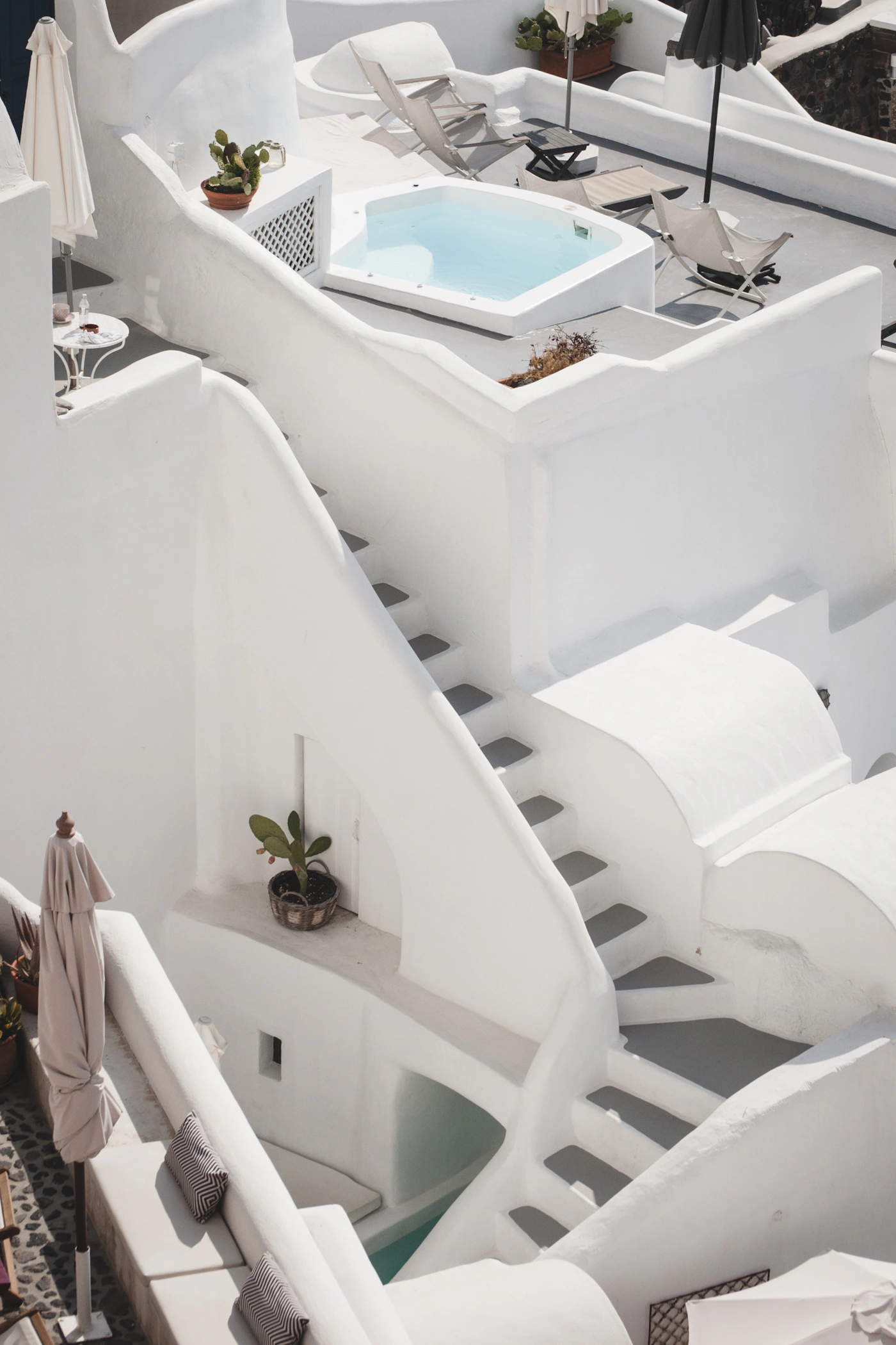 Private Santorini pool and white architecture
